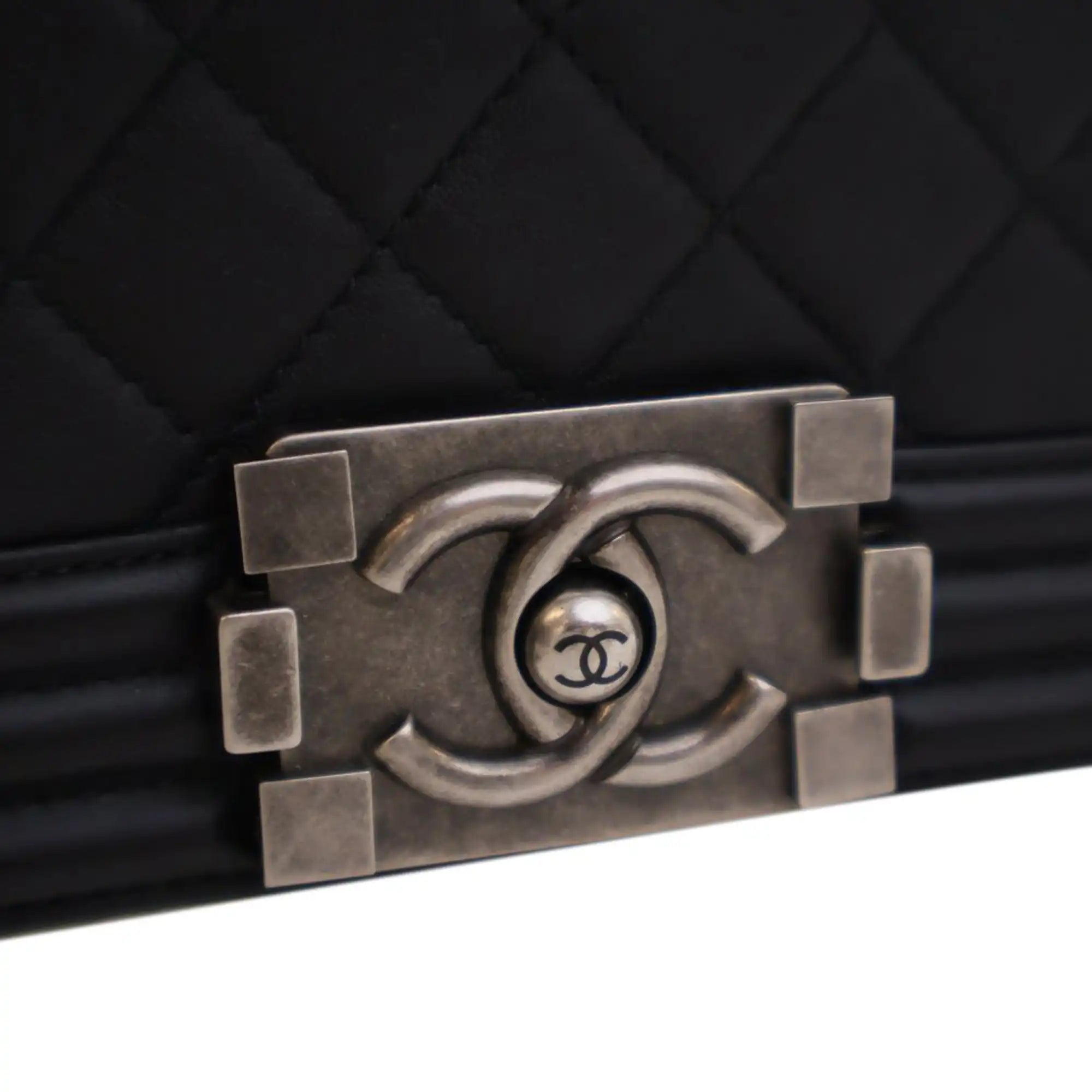 Chanel Boy Bag Old Medium Black Lambskin Ruthenium