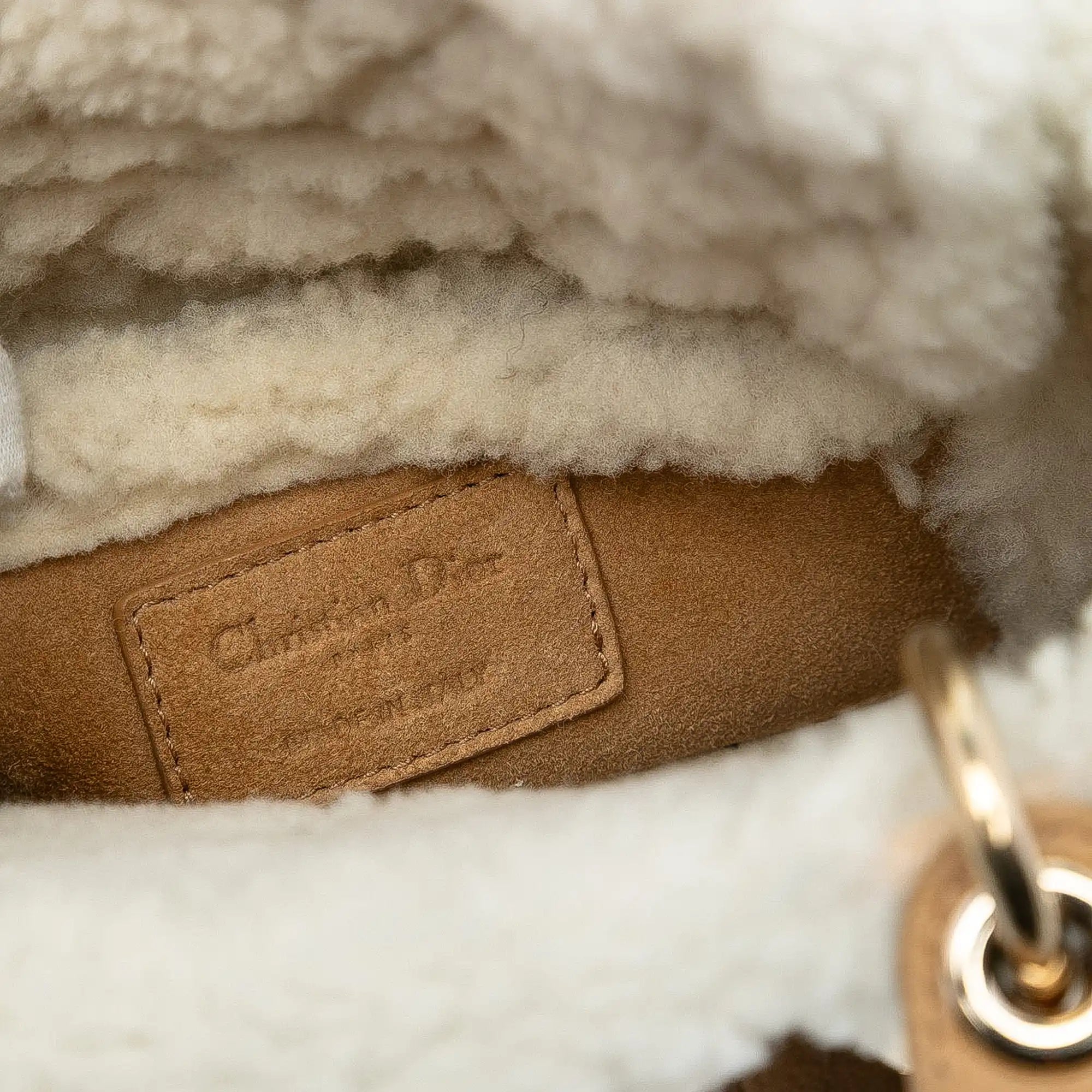 Dior Lady Dior Mini Suede Shearling Cannage