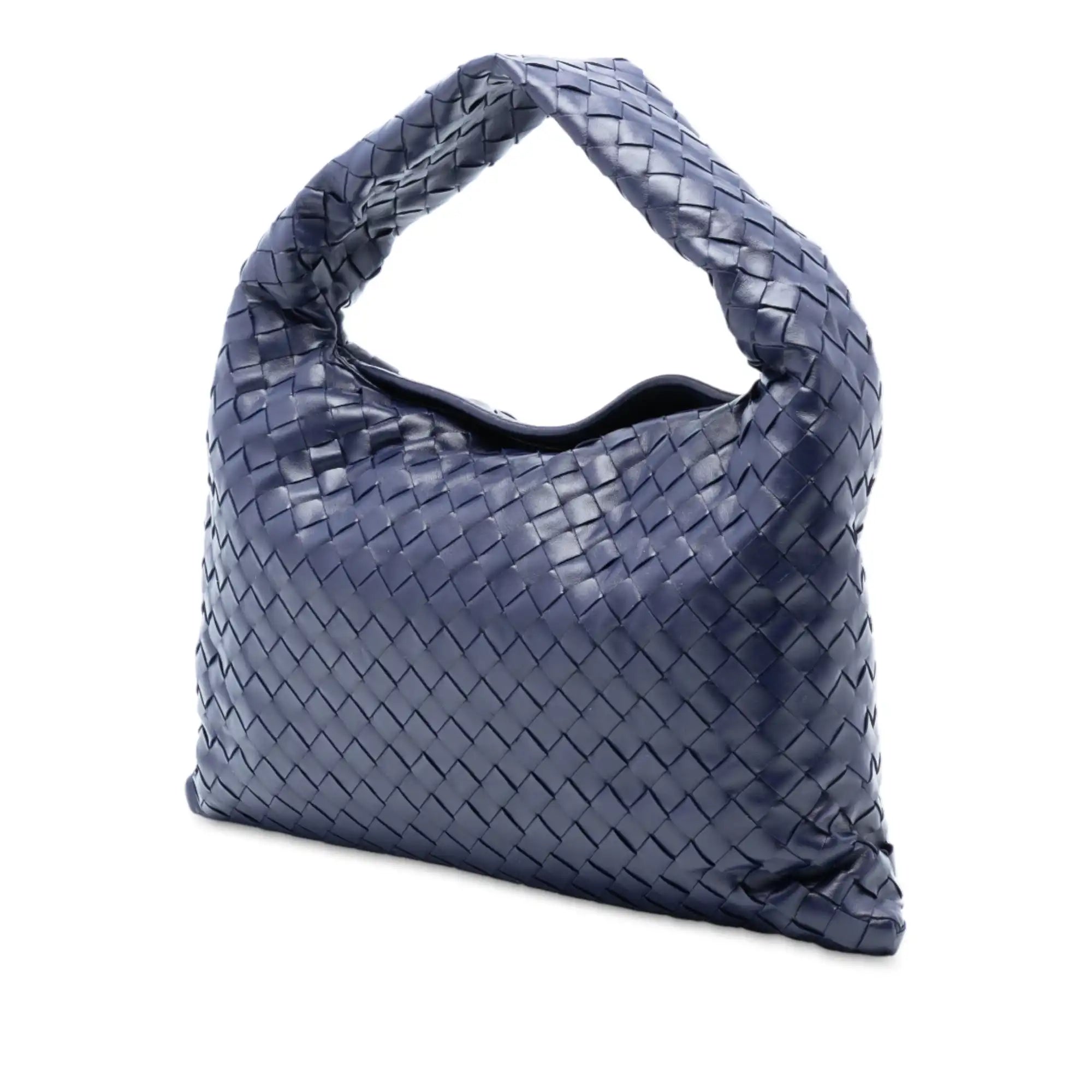 Bottega Veneta Hop Hobo Small Blue Intrecciato