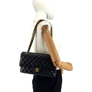 Chanel Classic Medium Double Flap Black Caviar Gold