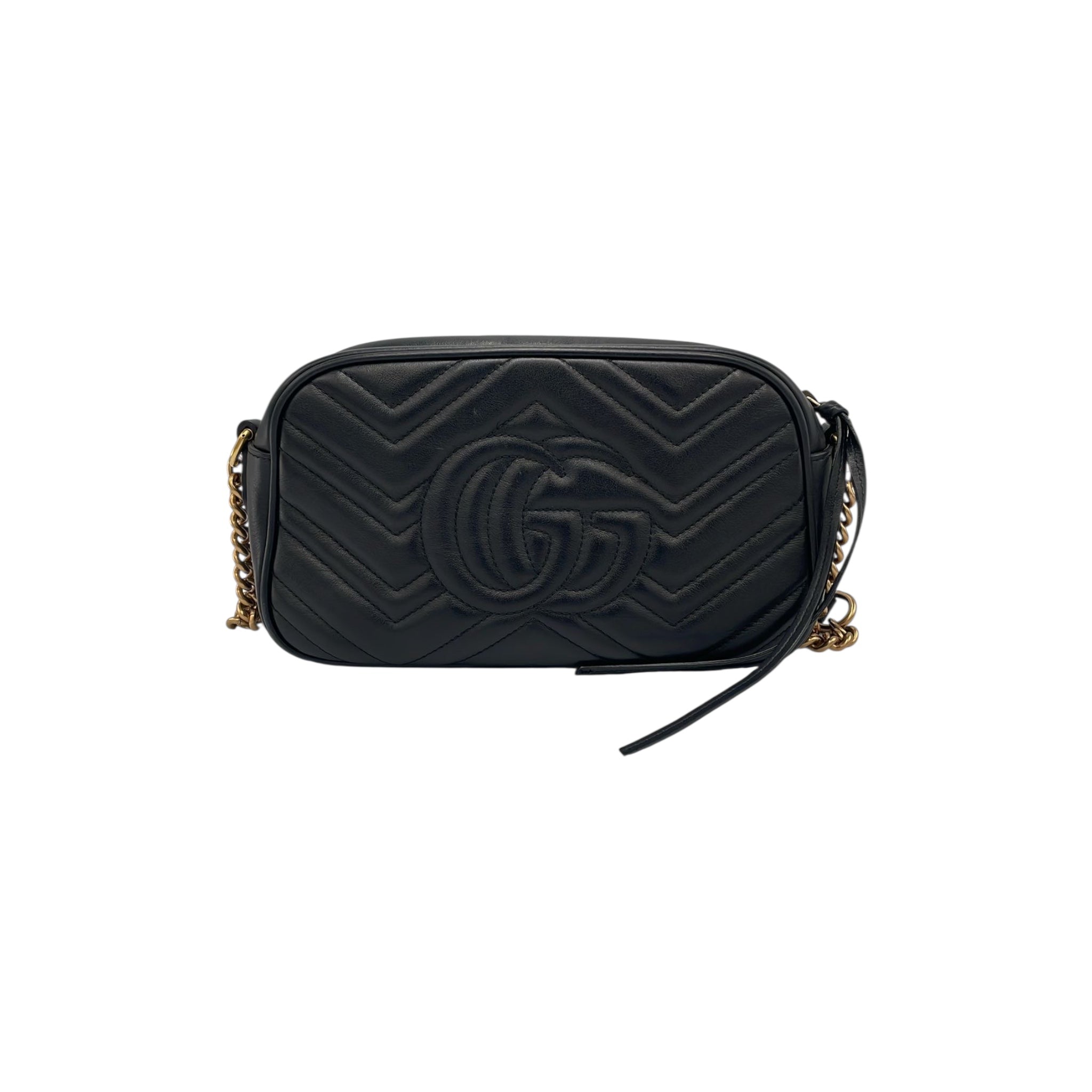 Gucci GG Marmont Small Black Matelassé Leather