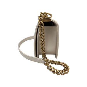 Chanel Boy New Medium White Lambskin Gold