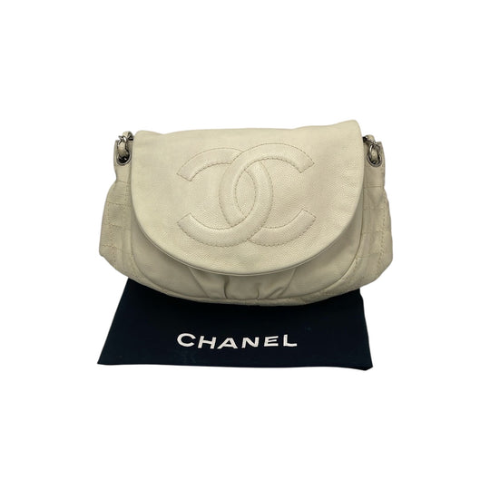 Chanel Halfmoon WOC Vintage Bianco Caviar Argento