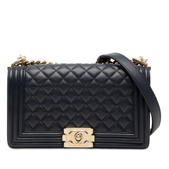 Chanel Boy Flap Medium Black Lambskin Gold