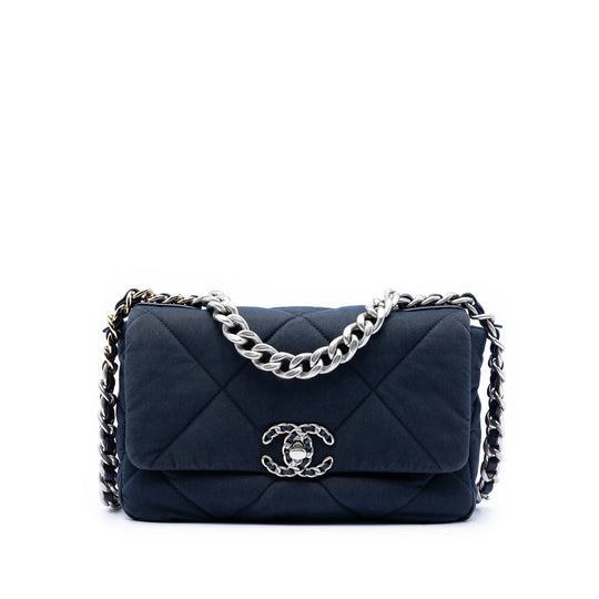 Chanel 19 Flap Medium Blue Jersey