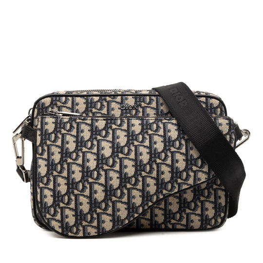 Dior Oblique Saddle Triple Pouch Blue Canvas