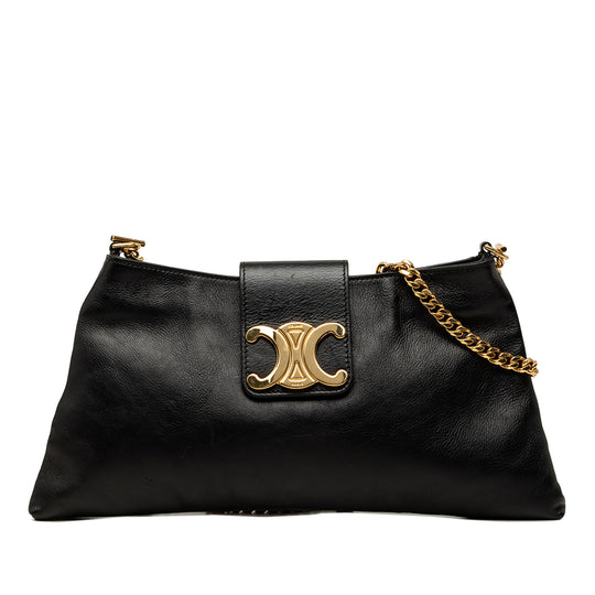 Celine Triomphe Wiltern Black Calfskin