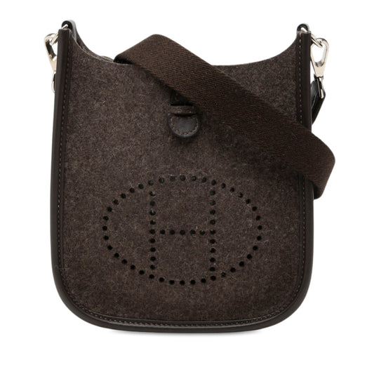 Hermès Evelyne TPM Brown Wool Swift Leather Trim