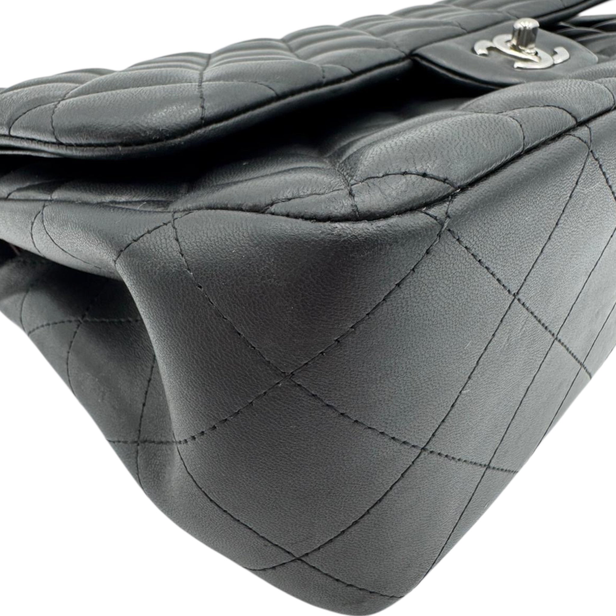 Chanel Classic Double Flap Jumbo Black Calfskin Silver