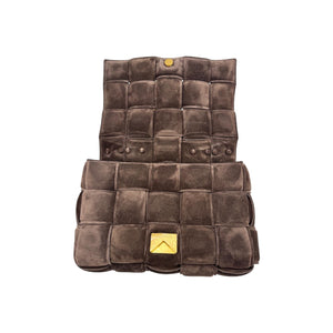 Bottega Veneta Padded Chain Cassette Brown Velvet Gold