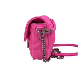Fendi Baguette Chain Bag Mini Fluorescent Pink Rubberized/Silicone embossed FF Logo Silver