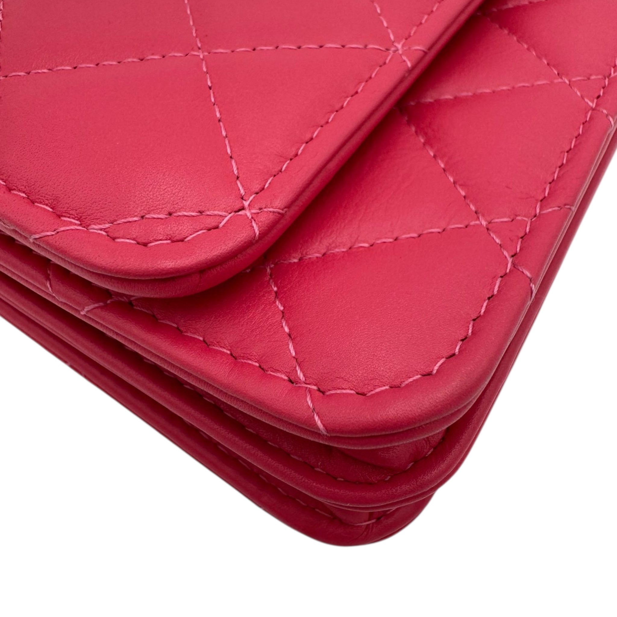 Chanel WoC Mini Pink Lambskin Silver Pearl Strap