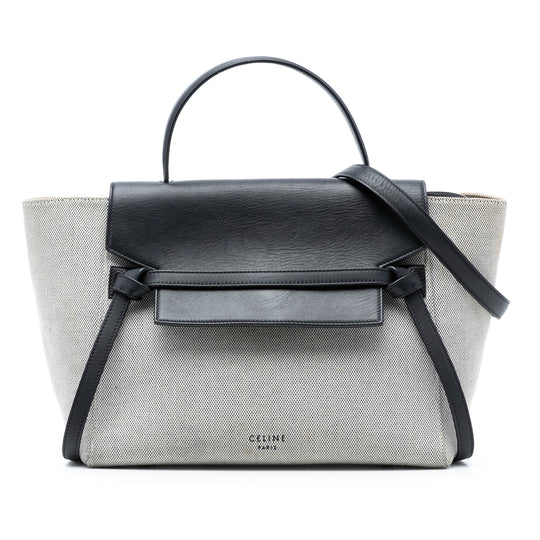 Celine Belt Bag Mini Black Canvas Calfskin