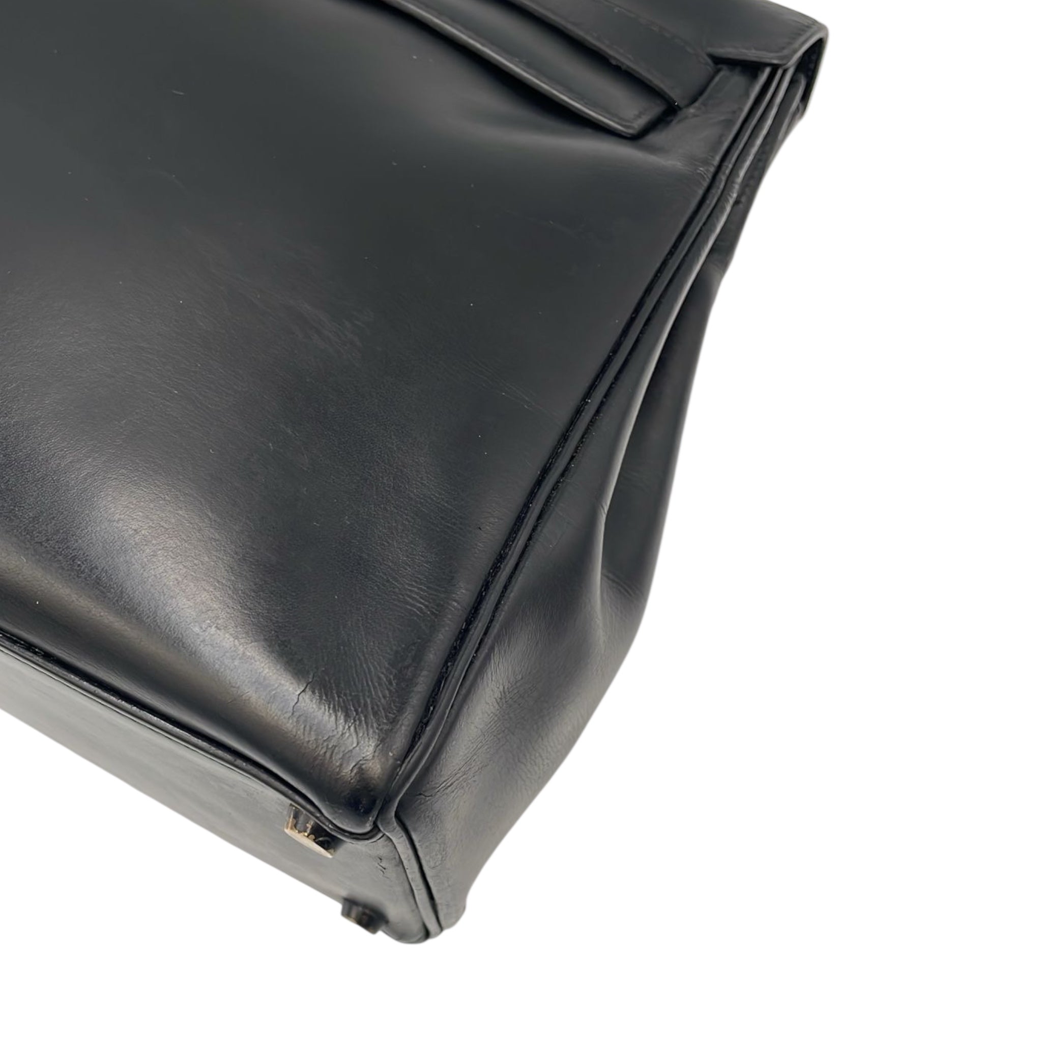 Hermès Kelly 32 Black Box Calfskin Gold