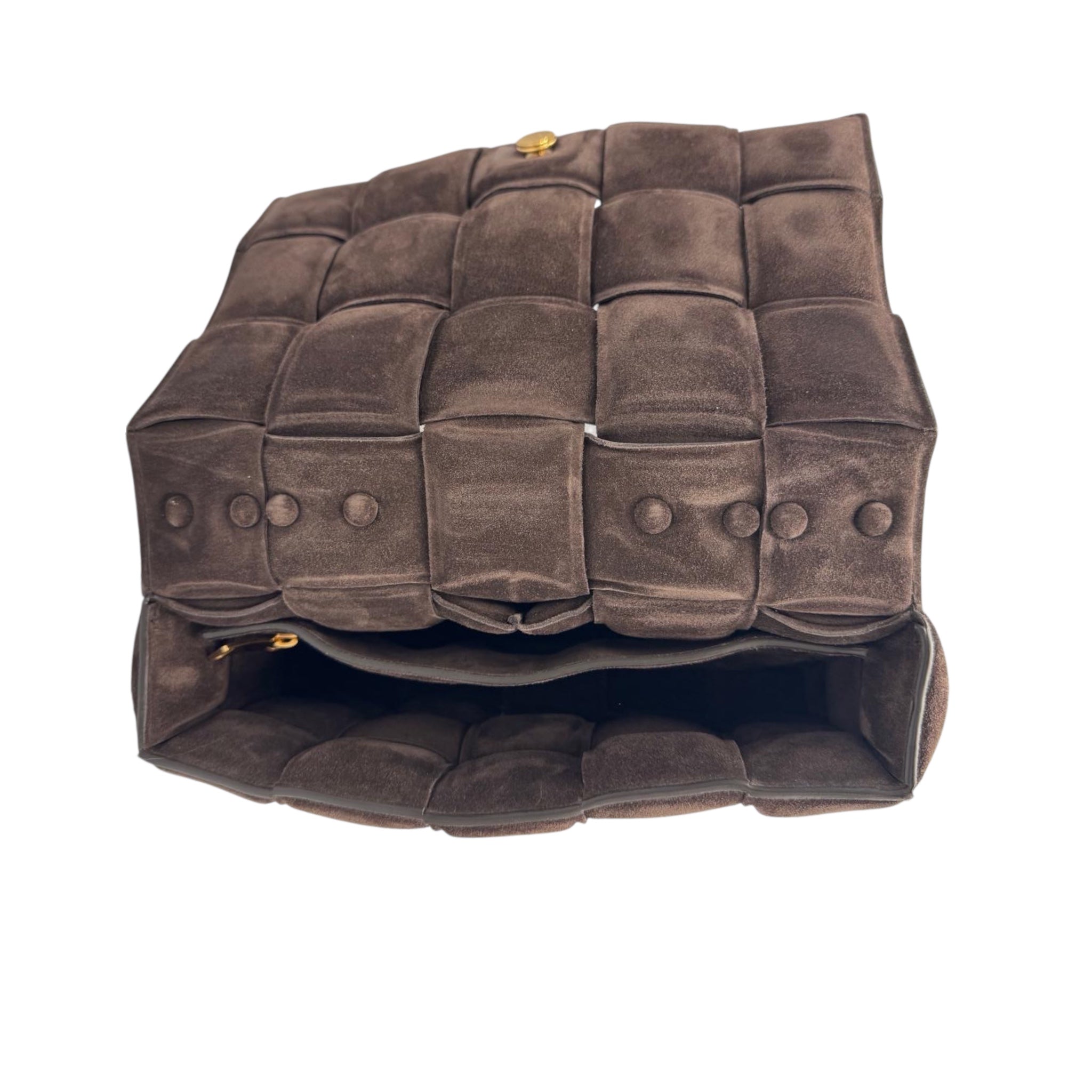 Bottega Veneta Padded Chain Cassette Brown Velvet Gold