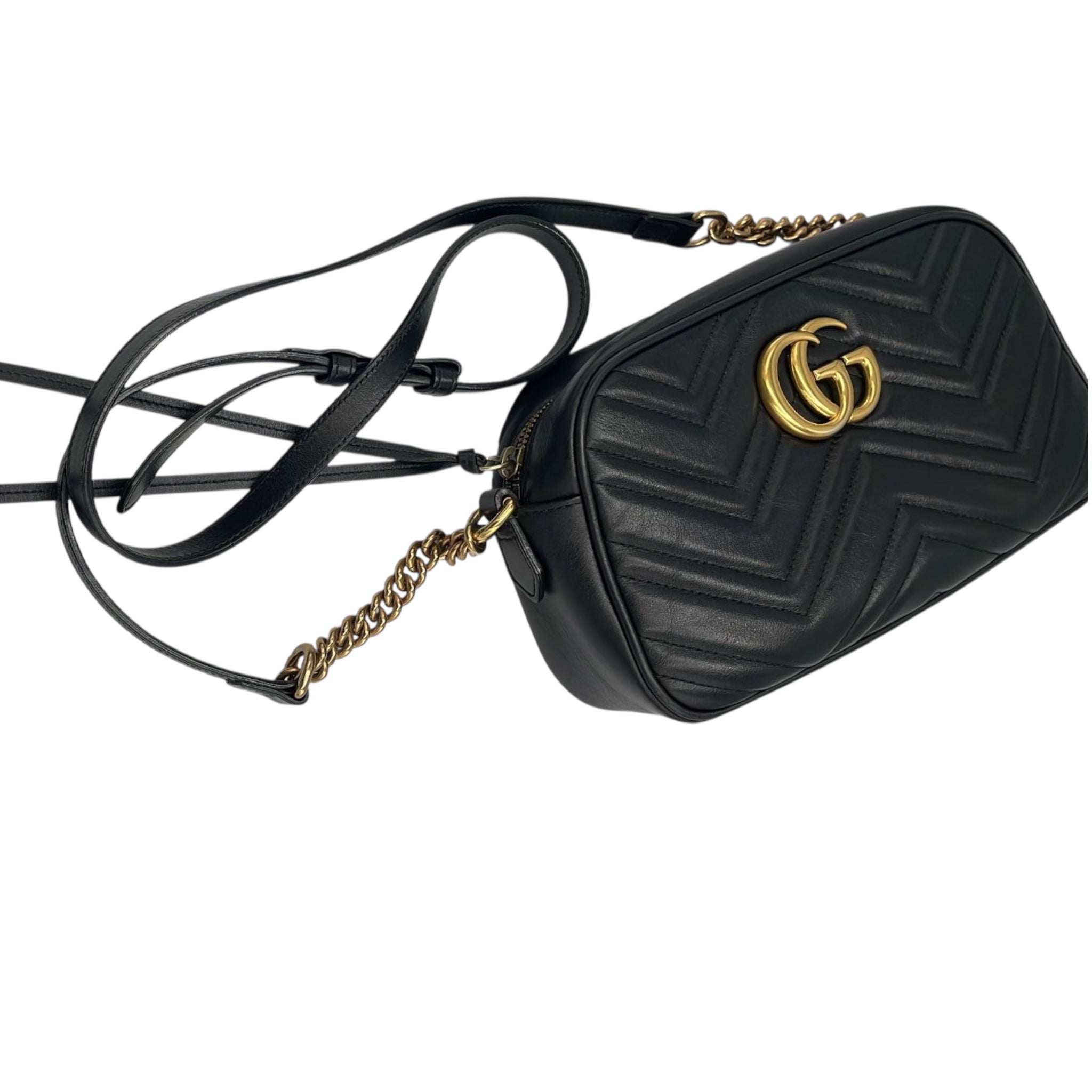Gucci GG Marmont Small Black Matelassé Leather