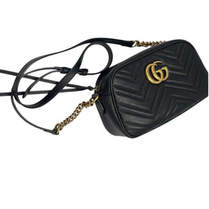Gucci GG Marmont Small Black Matelassé Leather