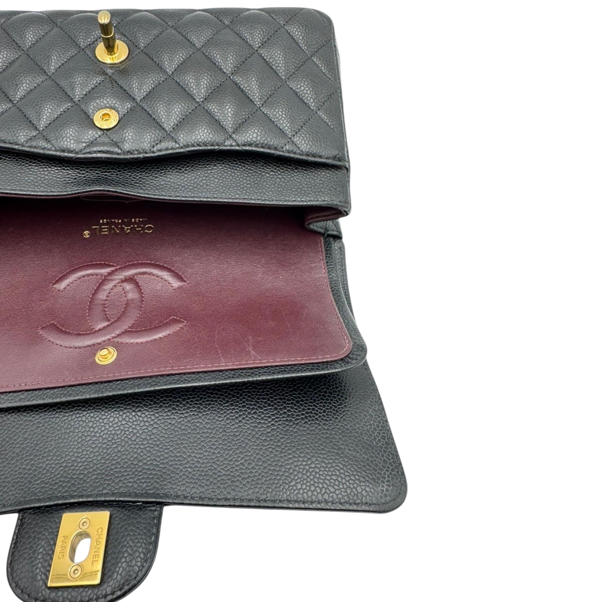Chanel Classic Medium Double Flap Black Caviar Gold
