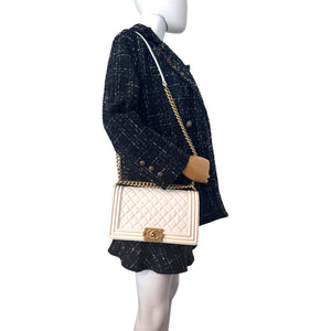 Chanel Boy New Medium White Lambskin Gold
