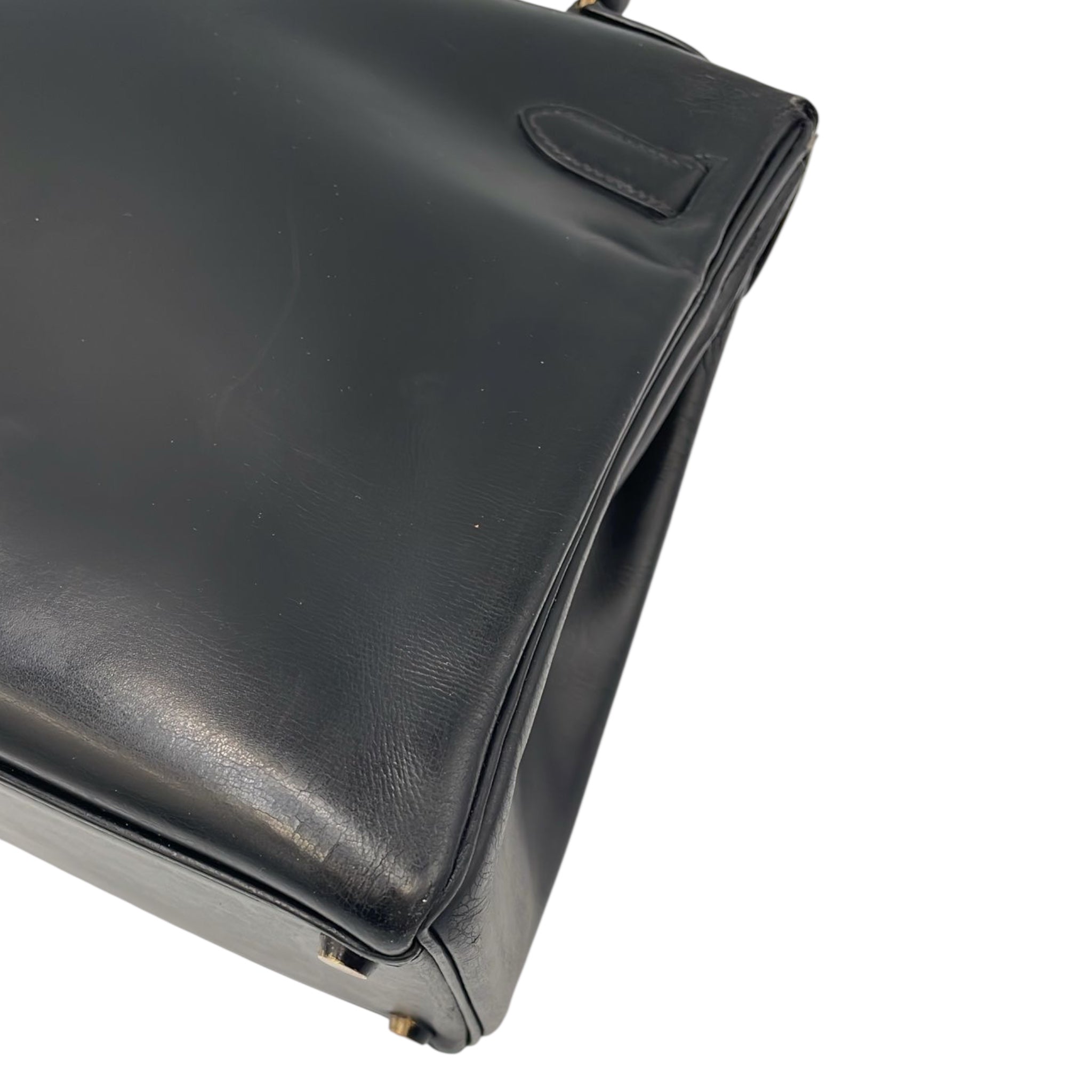 Hermès Kelly 32 Black Box Calfskin Gold