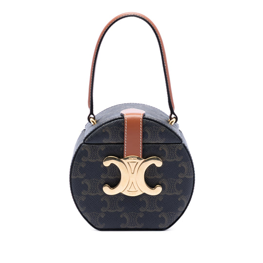 Celine Triomphe Round Box Brown Coated Canvas
