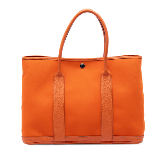 Hermès Garden Party 36 Orange Canvas Calfskin