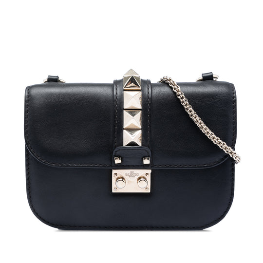 Valentino Rockstud Glam Lock Small Black Calfskin