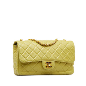 Chanel Classic Single Flap Medium Green Lambskin Gold