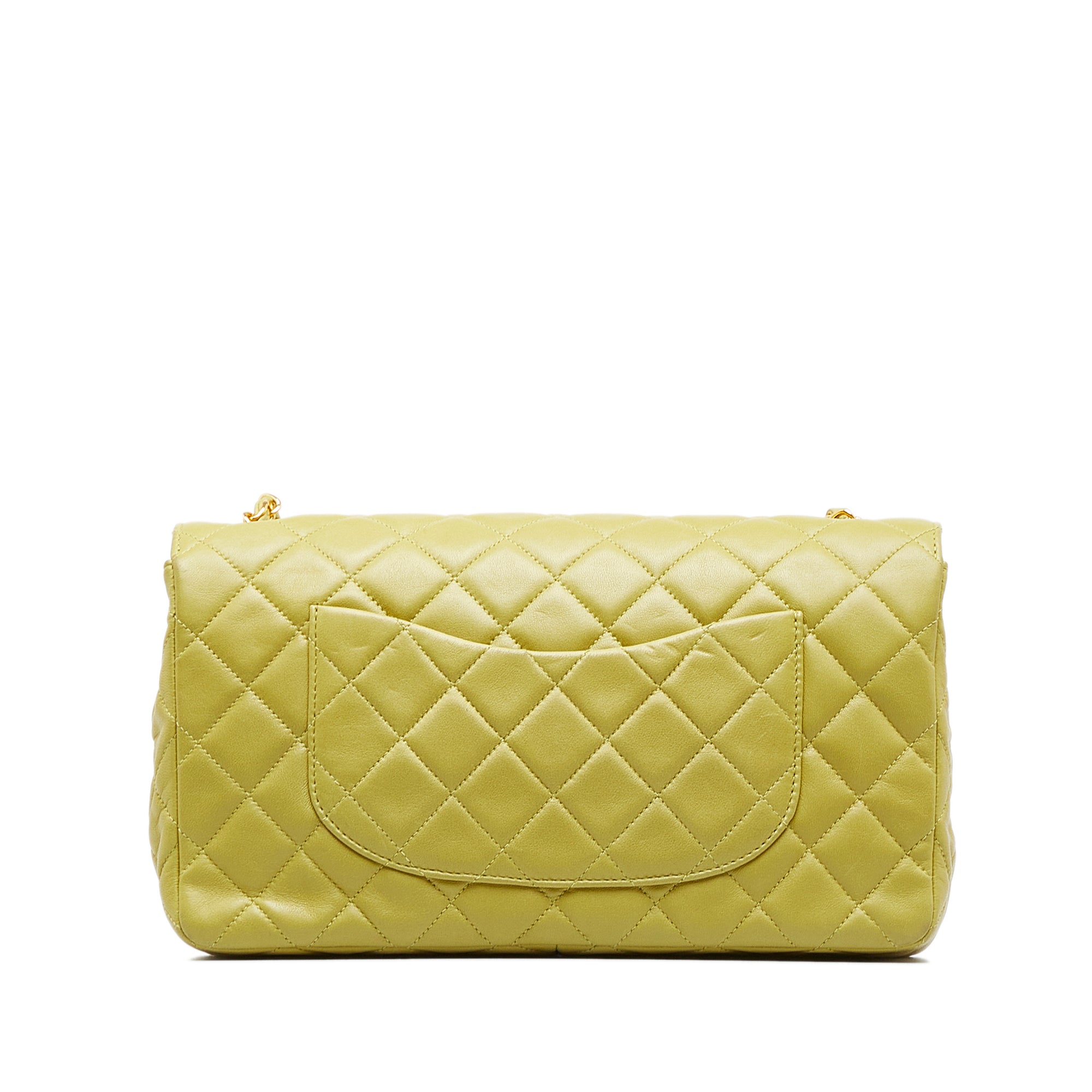 Chanel Classic Single Flap Medium Green Lambskin Gold