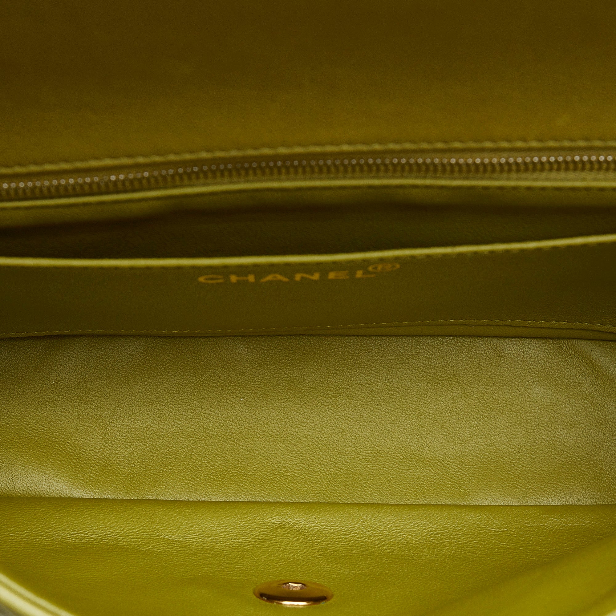 Chanel Classic Single Flap Medium Green Lambskin Gold