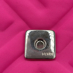 Fendi Baguette Chain Bag Mini Fluorescent Pink Rubberized/Silicone embossed FF Logo Silver