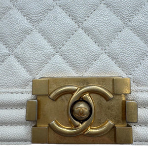 Chanel Boy New Medium White Lambskin Gold