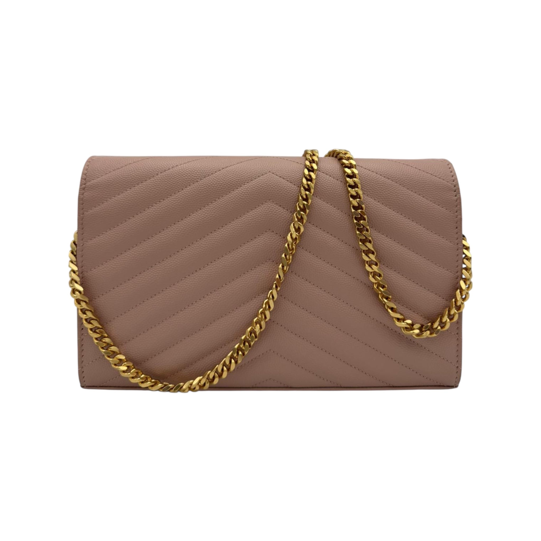 Yves Saint Laurent Cassandre Chain Wallet Light Pink