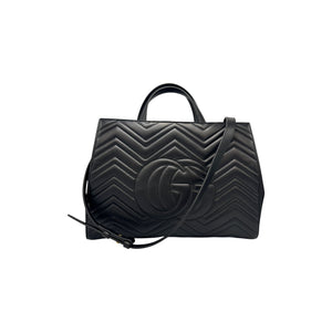 Gucci GG Marmont Tote Bag Medium Black Matelassé Gold