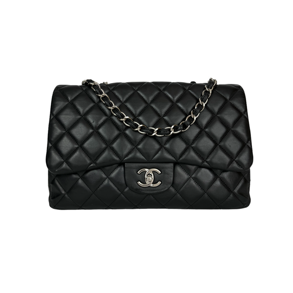Flap Bag Tasche Schwarz Mit Silber Chanel Handtaschen Chanel Flap