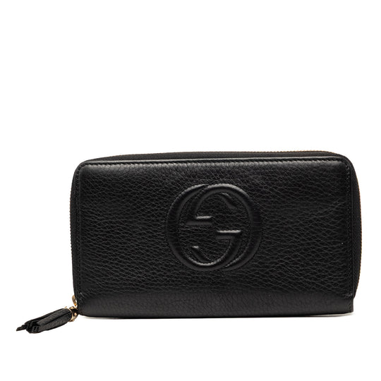Gucci Soho Zip Around Continental Wallet Black Calfskin