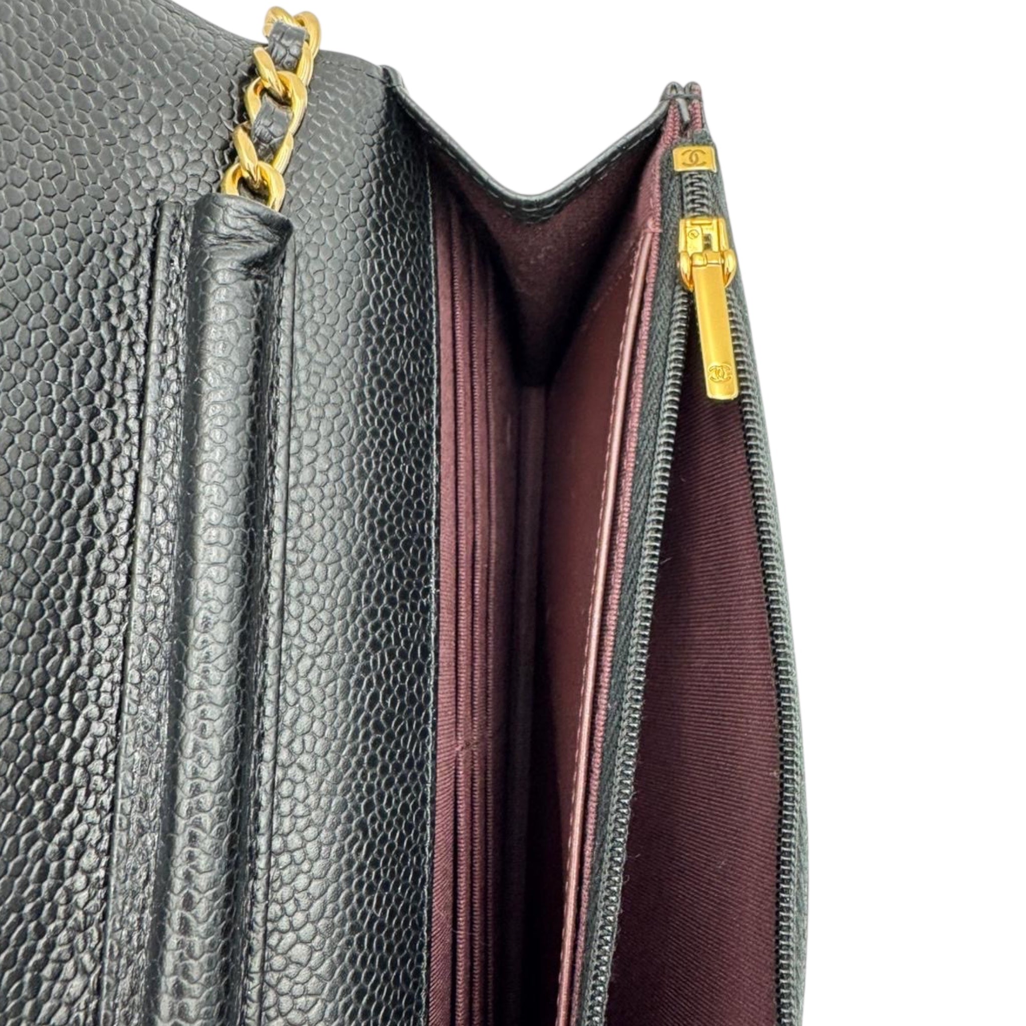 Chanel WOC Black Caviar Gold