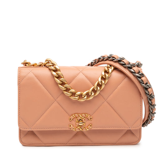 Chanel 19 Wallet on Chain Pink Quilted Lambskin