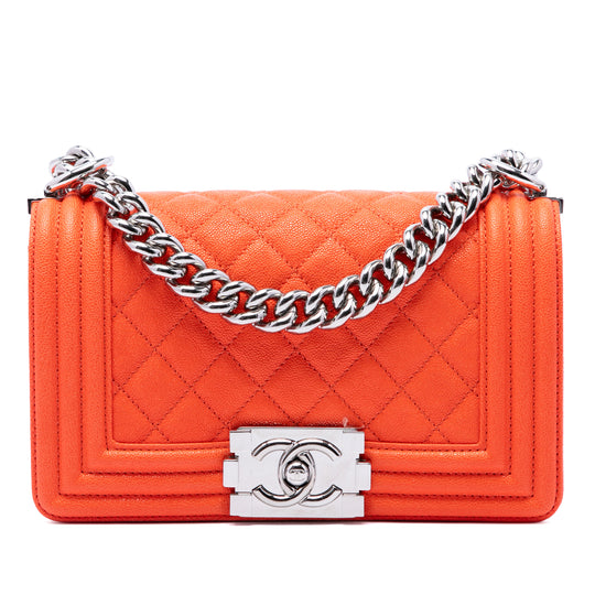 Chanel Boy Flap Small Orange Caviar