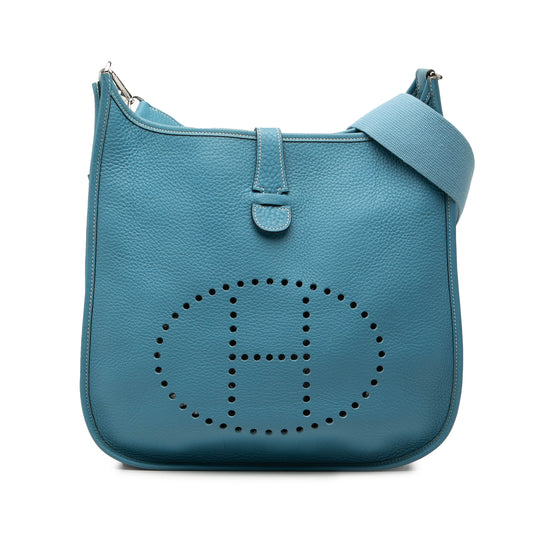 Hermès Evelyne II 29 Blue Clemence Leather