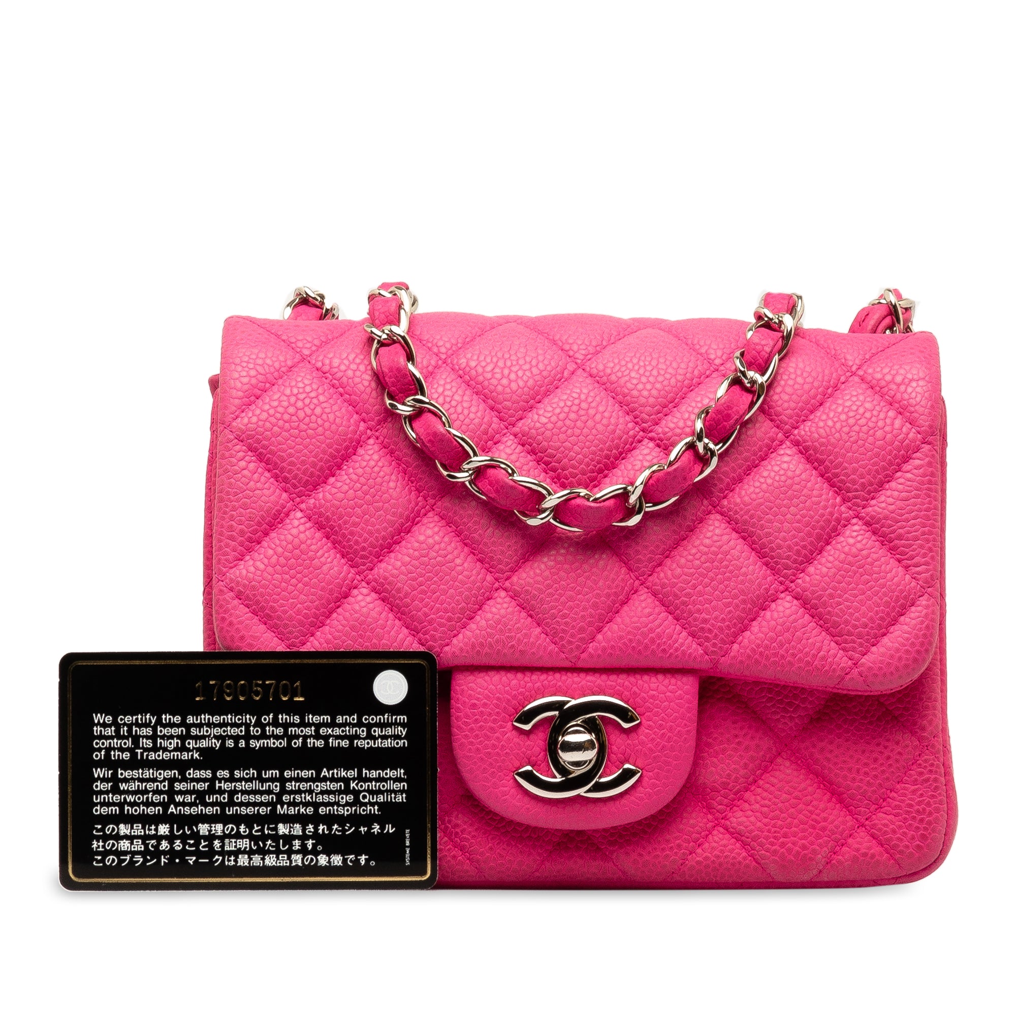 Chanel Classic Single Flap Mini Square Pink Caviar Gold