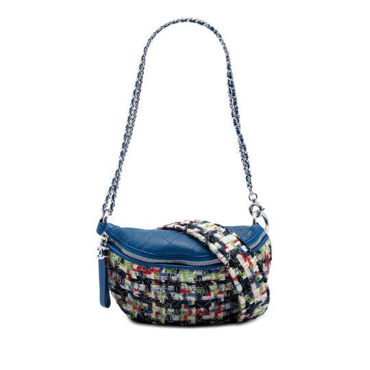 Chanel Convertible Waist Bag Blue Tweed