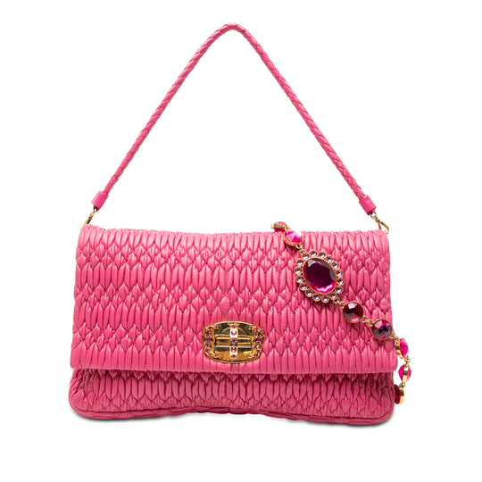 Miu Miu Matelasse Satchel Pink Nappa Leather