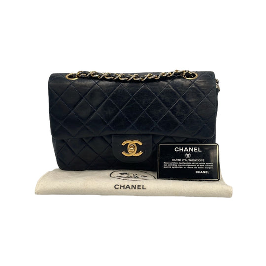 Chanel Classic Double Flap Medium Navy Blue Lambskin Gold