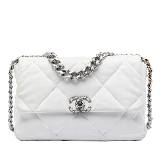 Chanel 19 Flap Large White Lambskin