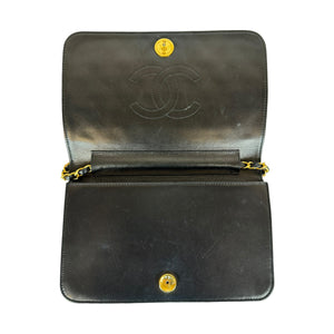 Chanel Flap Bag Push Lock Medium Black Lambskin Gold