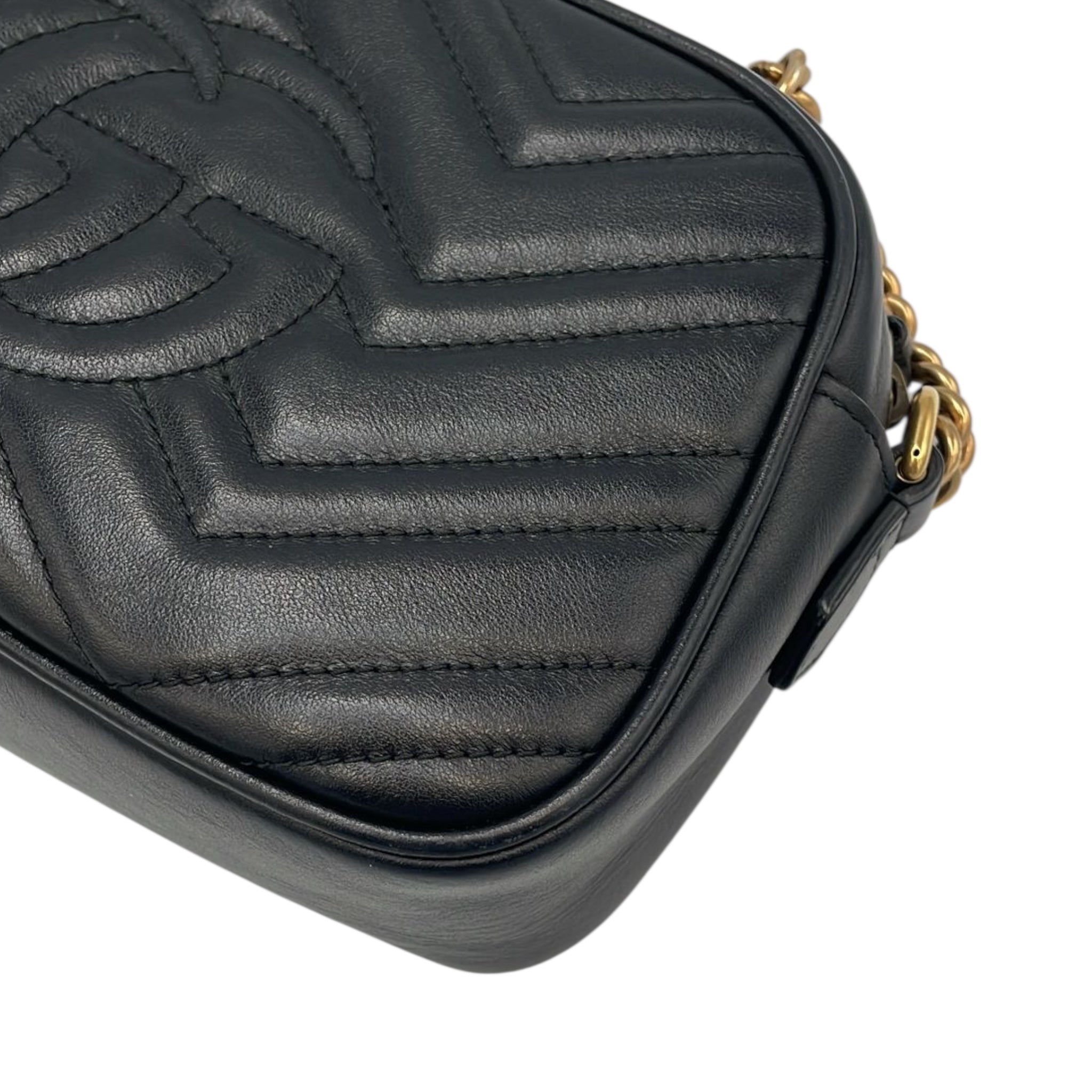 Gucci GG Marmont Small Black Matelassé Leather
