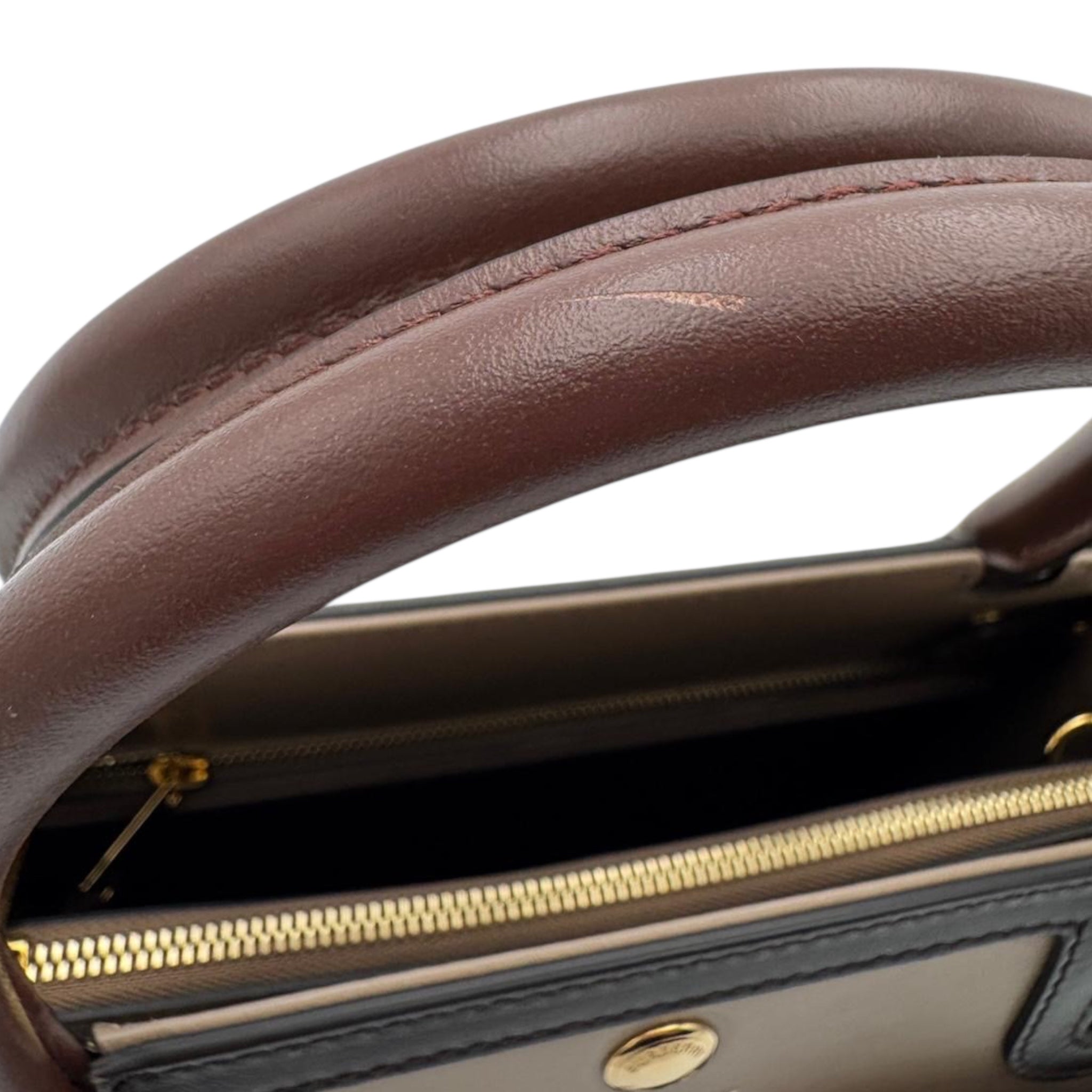 Burberry Handbag Tricolore Brown Leather