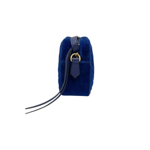 Gucci GG Marmont Crossbody Bag Blue Quilted Velvet