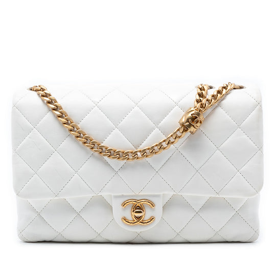 Chanel Classic Single Flap Medium White Lambskin